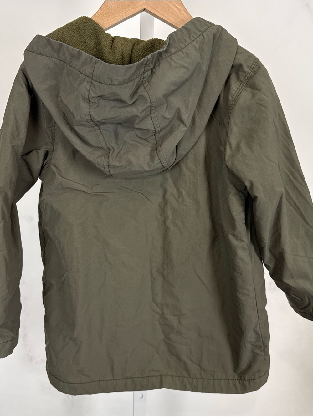 Old Navy Kids Green Fleece Lined Coat Needs Zipper Still Buttons Size 5T - Picture 2 of 8